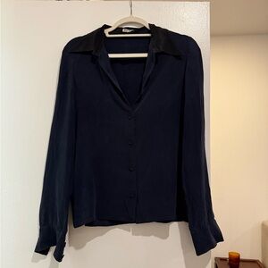 Miu miu navy/black silk button up